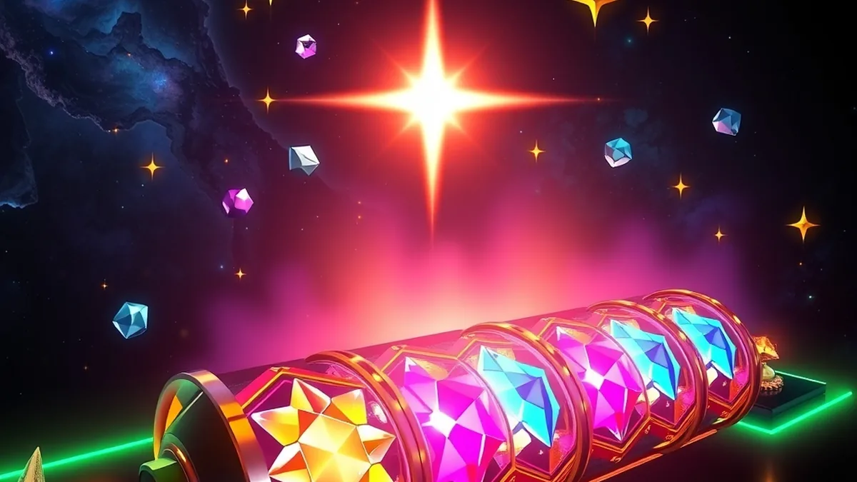Glowing gems and a starburst of light in deep space for Starburst slot